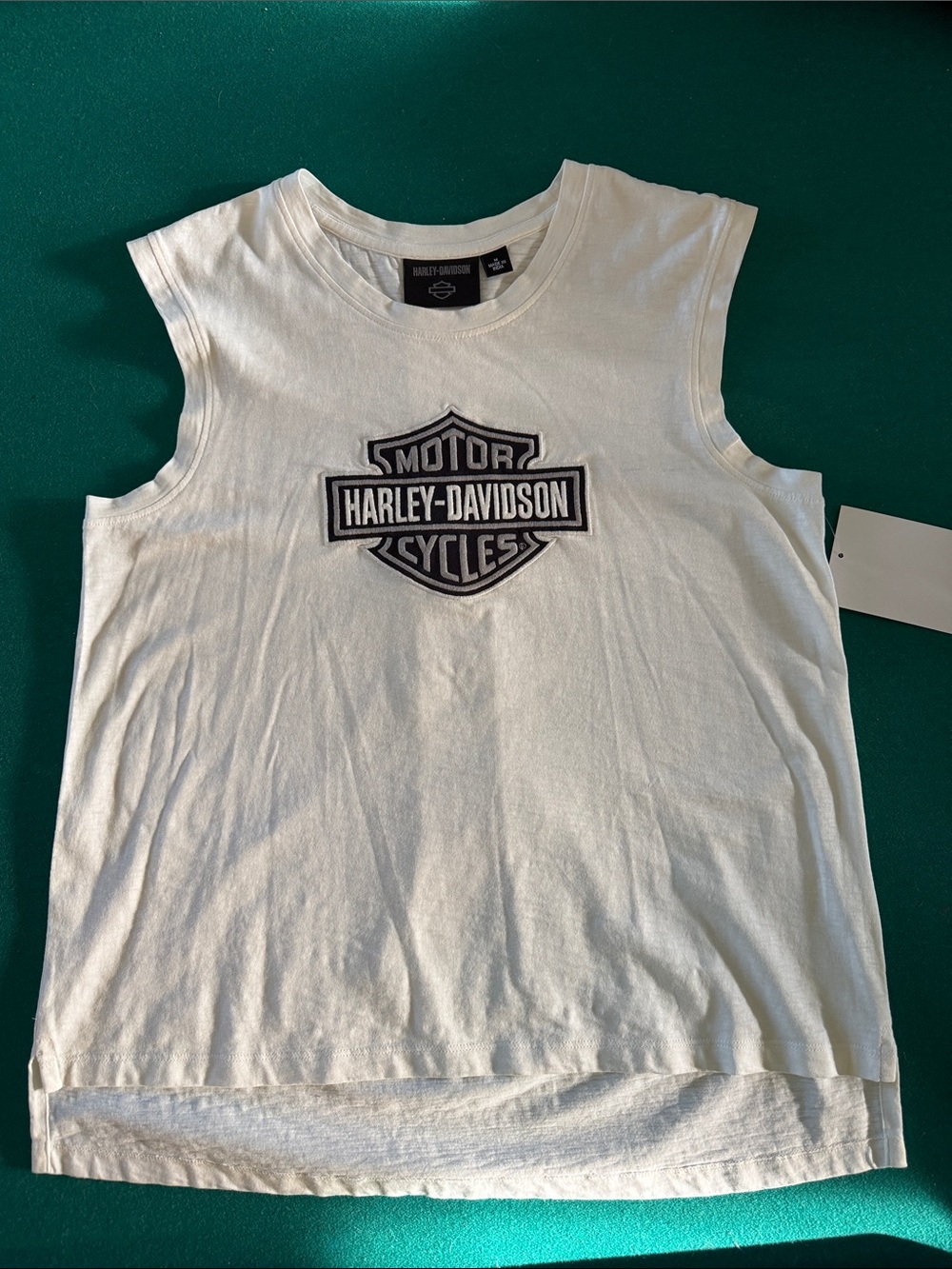 Harley-Davidson White Tank Top with Black Logo Patch